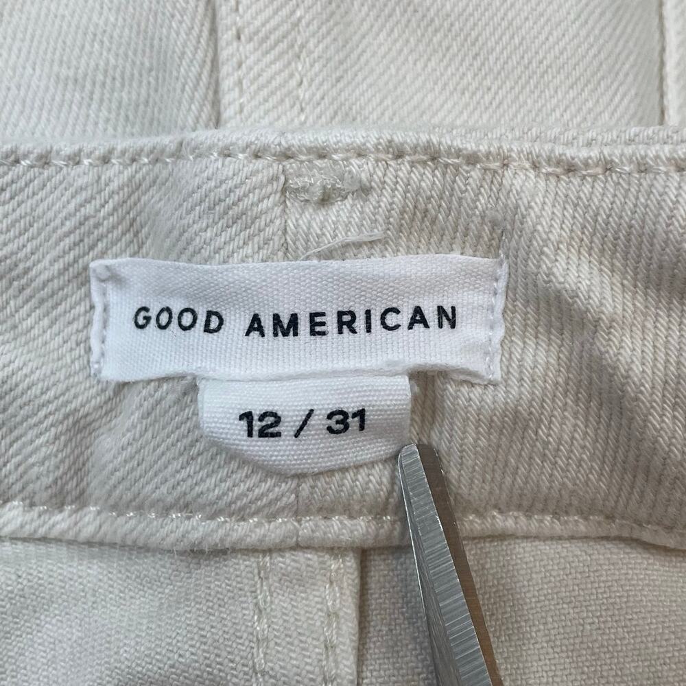 Good American Good Curve Cropped Jeans Women's 12/31 Ivory High Rise Straight - Picture 2 of 8